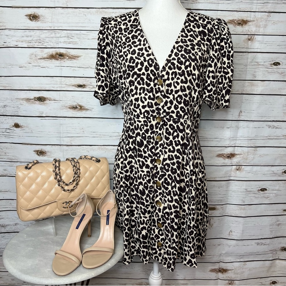 🌱Something Navy Leopard Mini Dress Size L